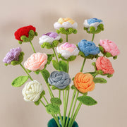 13pcs Set packing Artificial Knitted Wool Flowers Crochet Rose Floral Handmade Flower  Indoor Outdoor Home Kitchen Office Table Christmas Decor