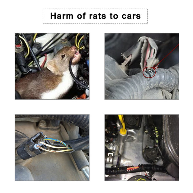 Under Hood Rodent Repeller, Professional Mouse Repellent, Ultrasonic 12V Car Pest Repeller Squirrels, Pack Rat Deterrent for Cars Trucks RV Engine Bay Warehouse Attic with Evictor Strobe Light 2 Pack