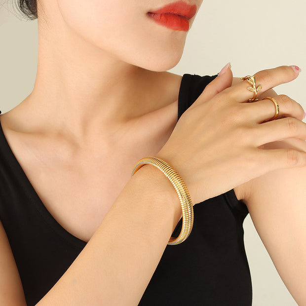 Elegant Stretch Coil Bracelet, Gold and Silver Plated, Flexible Spring Design, Fashion Jewelry for Women