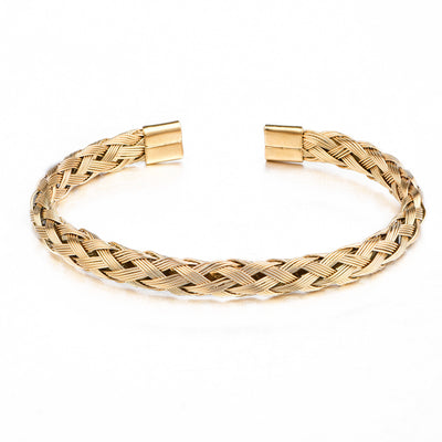 Titanium steel jewelry bracelet weaving Style Sterling Silver Braided Cuff Bracelet Classic Unisex Jewelry Handcrafted Metal Bangle