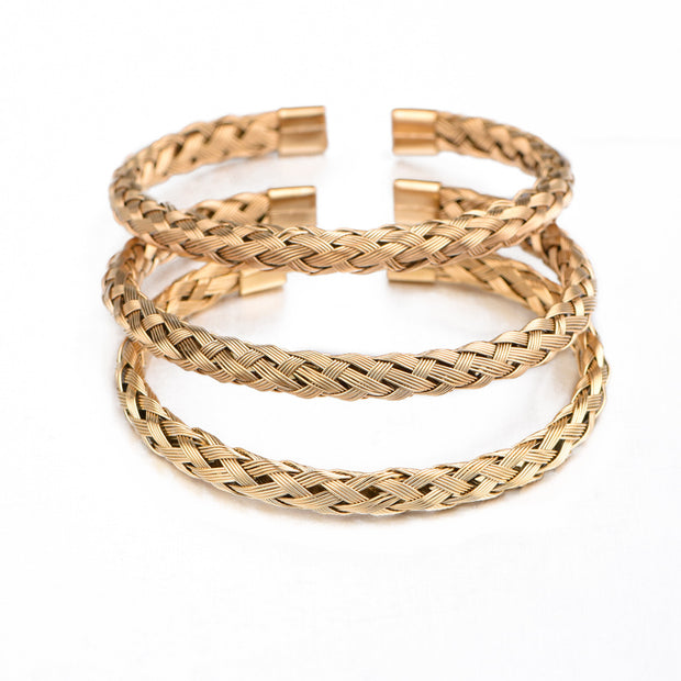 Titanium steel jewelry bracelet weaving Style Sterling Silver Braided Cuff Bracelet Classic Unisex Jewelry Handcrafted Metal Bangle