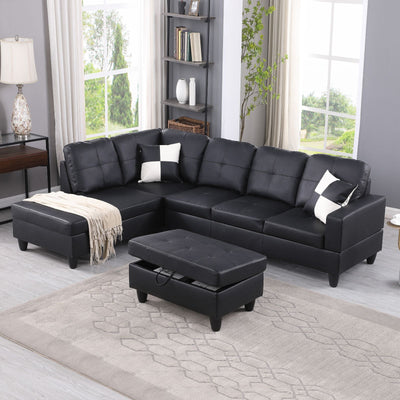 Set Package  Luxury Recliner Sofa Living Room Set Leather Reclining Sofa and Loveseat Chair Sets Living Room Furniture Sets Black Color Couches for