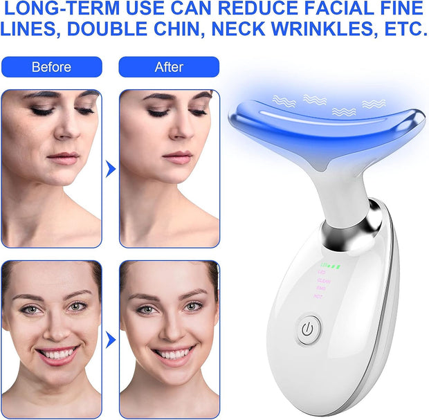 Red Light Neck Face Massager,Portable Facial Massager for Skin Care,Electric Face Massage Kit with 45 ±5℃ Heat & 3 Massage Modes