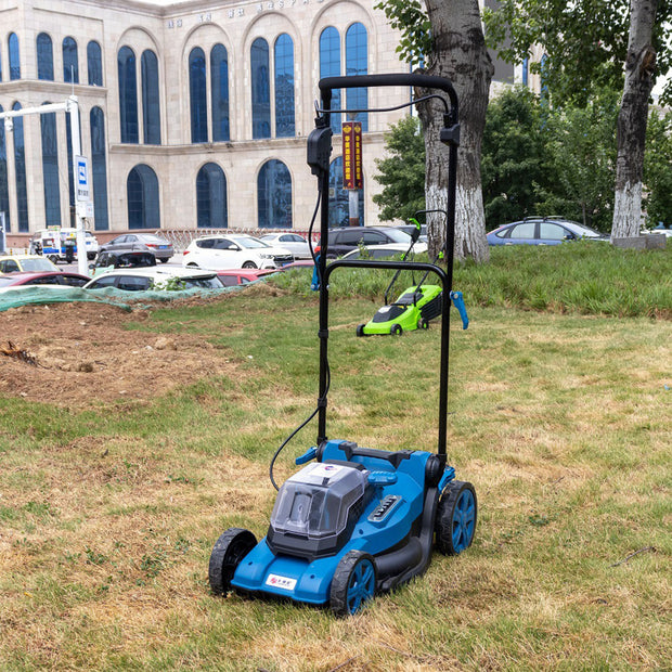 Blue Color25" Brushless Cordless (Self-Propelled) Lawn Mower (75+ Compatible Tools), (2) 4.0Ah Batteries and Dual Port Rapid Charger Included