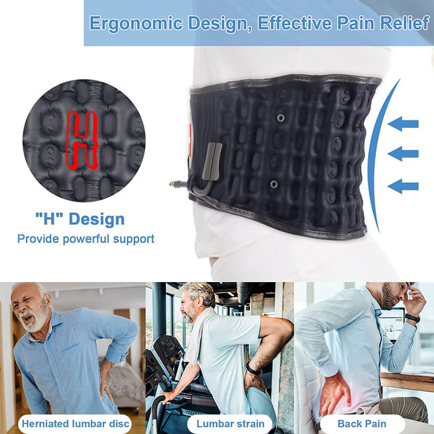 Back Pain Belt Inflatable Lumbar Support for Lower Back Pain Relief Decompression Belt Spinal Traction Device, One Size Fits 29-49 Waist