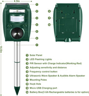 2024 Upgraded Solar Animal Repellent Ultrasonic Pest Repeller  Solar Ultrasonic Animal Repeller, Motion Detection, LED Flashing Light, Cat Repellent Outdoor, Dog, Squirrel, Raccoon, Skunk, Rabbit, Rodent, Fox, Deer, etc.