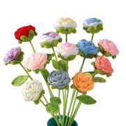 13pcs Set packing Artificial Knitted Wool Flowers Crochet Rose Floral Handmade Flower  Indoor Outdoor Home Kitchen Office Table Christmas Decor