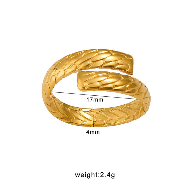 Titanium steel jewelry bracelet Earring Ring 3 in 1 Gold Plated Hoop Earrings Snake Scale Pattern, Lightweight Fashion Jewelry