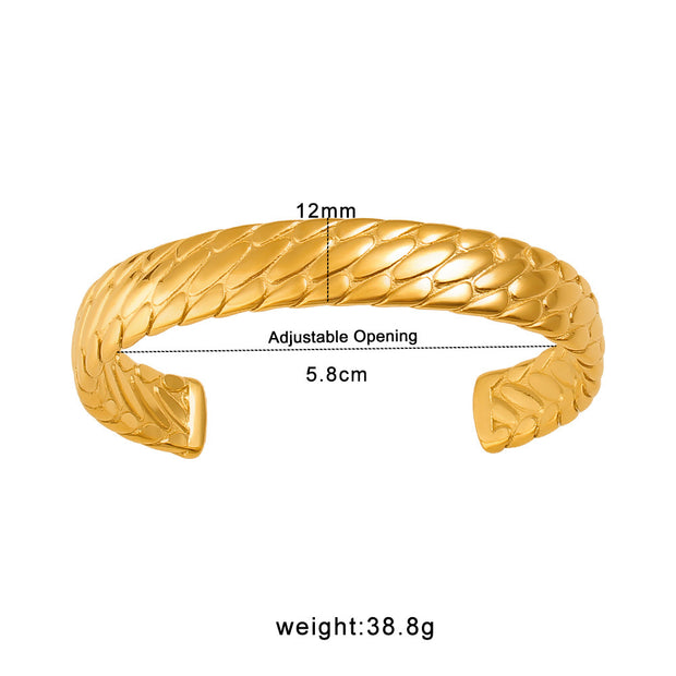 Titanium steel jewelry bracelet Earring Ring 3 in 1 Gold Plated Hoop Earrings Snake Scale Pattern, Lightweight Fashion Jewelry
